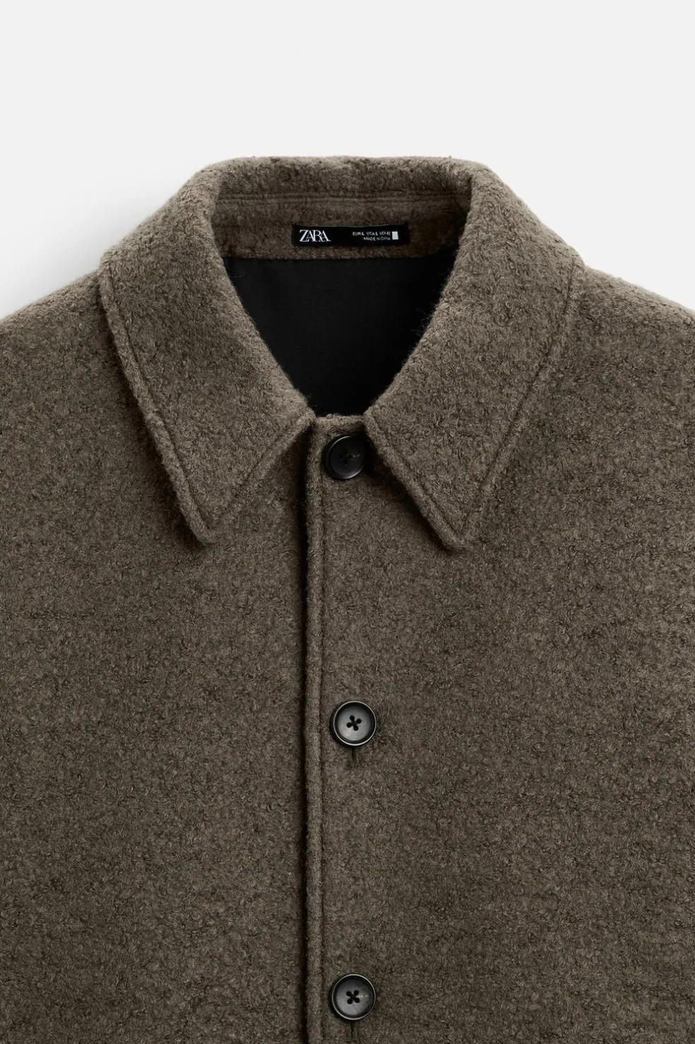 ZARA Vestuário De Inverno|Blusões^BLUSÃO COM TEXTURA BOUCLÉ Caqui-claro