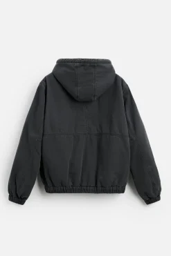 ZARA Vestuário De Inverno|Blusões^BLUSÃO COMBINADO CAPUZ Preto