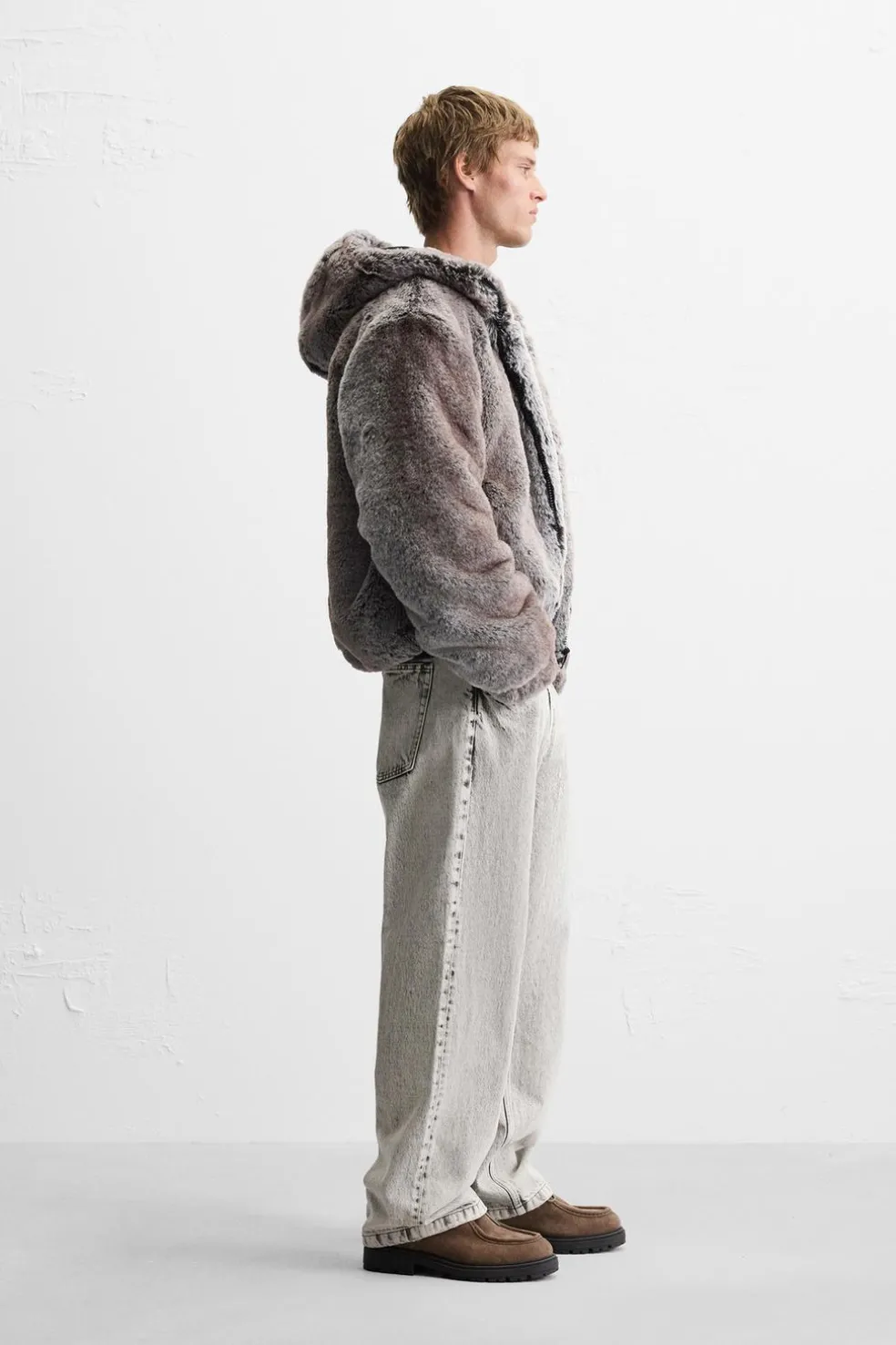 ZARA Vestuário De Inverno|Blusões^BLUSÃO CROPPED EFEITO DE PELO Bege / Verde