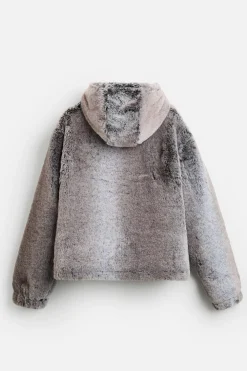 ZARA Vestuário De Inverno|Blusões^BLUSÃO CROPPED EFEITO DE PELO Bege / Verde