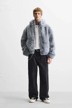 ZARA Vestuário De Inverno|Blusões^BLUSÃO CROPPED EFEITO DE PELO Gelo