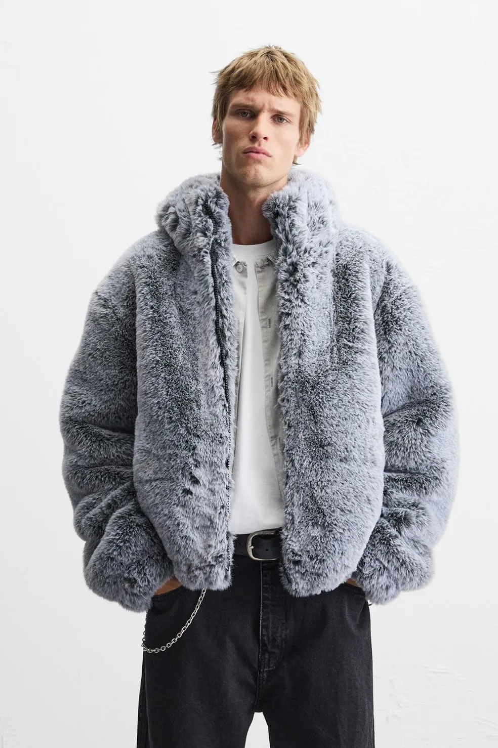 ZARA Vestuário De Inverno|Blusões^BLUSÃO CROPPED EFEITO DE PELO Gelo