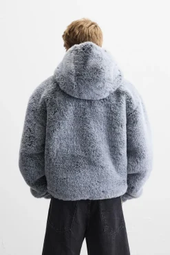 ZARA Vestuário De Inverno|Blusões^BLUSÃO CROPPED EFEITO DE PELO Gelo