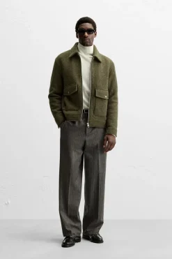 ZARA Vestuário De Inverno|Blusões^BLUSÃO DE LÃ COM TEXTURA BOUCLÉ Verde-vigoré
