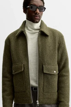 ZARA Vestuário De Inverno|Blusões^BLUSÃO DE LÃ COM TEXTURA BOUCLÉ Verde-vigoré