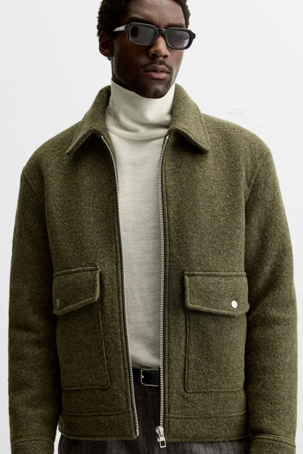 ZARA Vestuário De Inverno|Blusões^BLUSÃO DE LÃ COM TEXTURA BOUCLÉ Verde-vigoré
