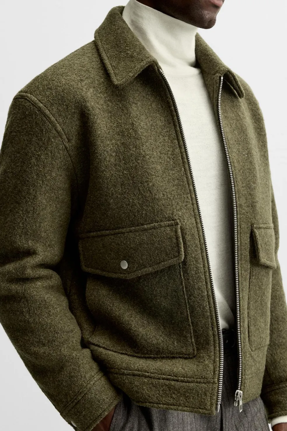 ZARA Vestuário De Inverno|Blusões^BLUSÃO DE LÃ COM TEXTURA BOUCLÉ Verde-vigoré