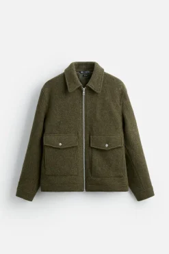 ZARA Vestuário De Inverno|Blusões^BLUSÃO DE LÃ COM TEXTURA BOUCLÉ Verde-vigoré