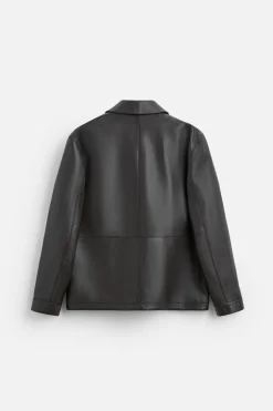 ZARA Blusões|Pele^BLUSÃO DE PELE COM BOLSOS Castanho