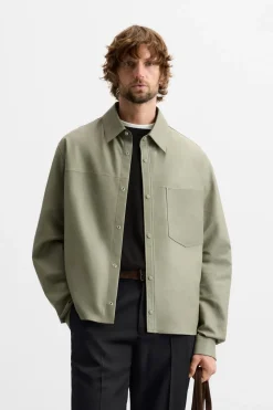 ZARA Blusões|Pele^BLUSÃO DE PELE LIMITED EDITION Verde