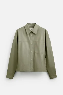 ZARA Blusões|Pele^BLUSÃO DE PELE LIMITED EDITION Verde