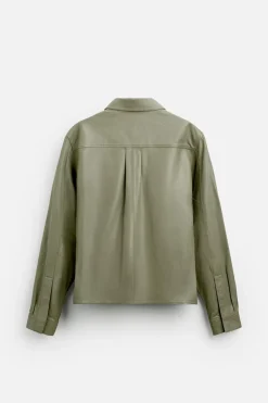 ZARA Blusões|Pele^BLUSÃO DE PELE LIMITED EDITION Verde