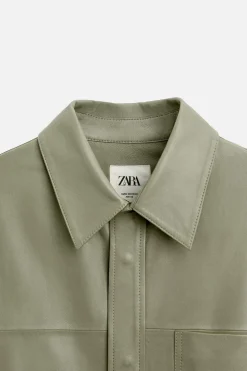 ZARA Blusões|Pele^BLUSÃO DE PELE LIMITED EDITION Verde