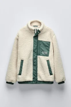 BLUSÃO DE PELO ENCARACOLADO COMBINADO COM NYLON-ZARA Store
