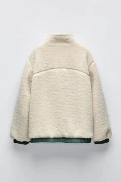 BLUSÃO DE PELO ENCARACOLADO COMBINADO COM NYLON-ZARA Store