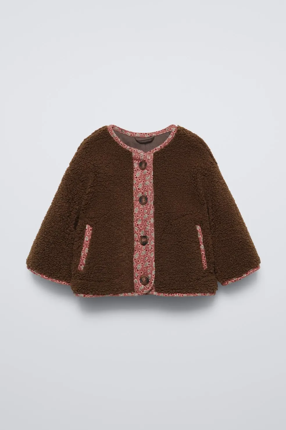 BLUSÃO DE PELO SINTÉTICO ENCARACOLADO COM FLORES-ZARA Cheap