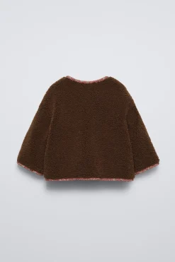 BLUSÃO DE PELO SINTÉTICO ENCARACOLADO COM FLORES-ZARA Cheap