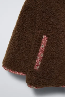 BLUSÃO DE PELO SINTÉTICO ENCARACOLADO COM FLORES-ZARA Cheap