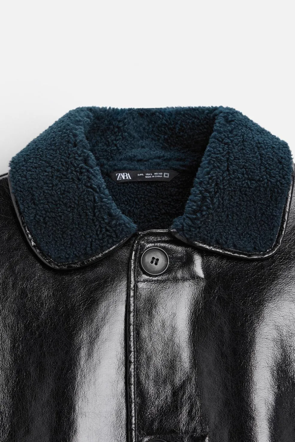 ZARA Vestuário De Inverno|Blusões^BLUSÃO DE POLIPELE BRILHANTE Azul-marinho-escuro