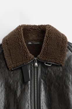 ZARA Vestuário De Inverno|Blusões^BLUSÃO DE POLIPELE DE DUPLA FACE Castanho