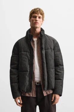 ZARA Blusões|Casacos De Pluma^BLUSÃO DENIM ACOLCHOADO Preto