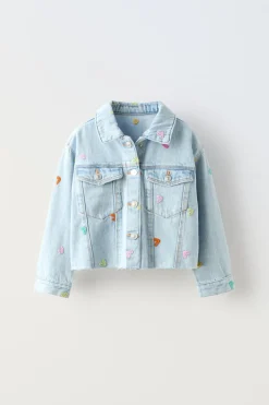 BLUSÃO DENIM BORDADOS-ZARA Outlet