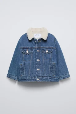 BLUSÃO DENIM COM EFEITO DE PELO ENCARACOLADO-ZARA Discount