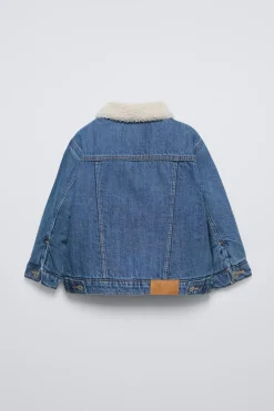 BLUSÃO DENIM COM EFEITO DE PELO ENCARACOLADO-ZARA Discount