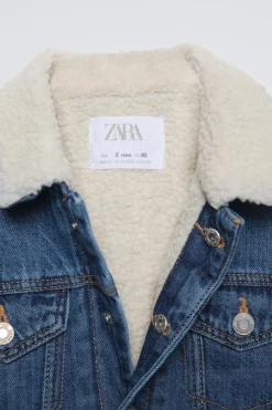 BLUSÃO DENIM COM EFEITO DE PELO ENCARACOLADO-ZARA Discount