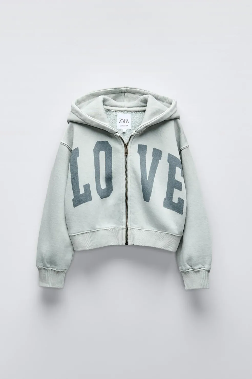 BLUSÃO LAVADO COM MENSAGEM DE CORTE CURTO-ZARA Best Sale
