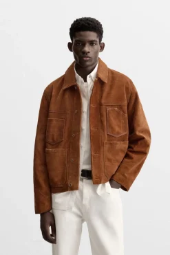 ZARA Blusões|Pele^BLUSÃO PELE BOLSOS Telha