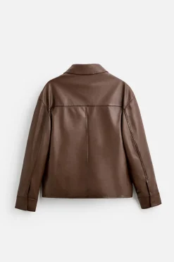 ZARA Blusões|Pele^BLUSÃO PELE BOLSOS Castanho