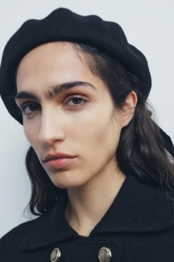 ZARA Acessórios / Bijuteria^BOINA DE LÃ COM LAÇO Preto