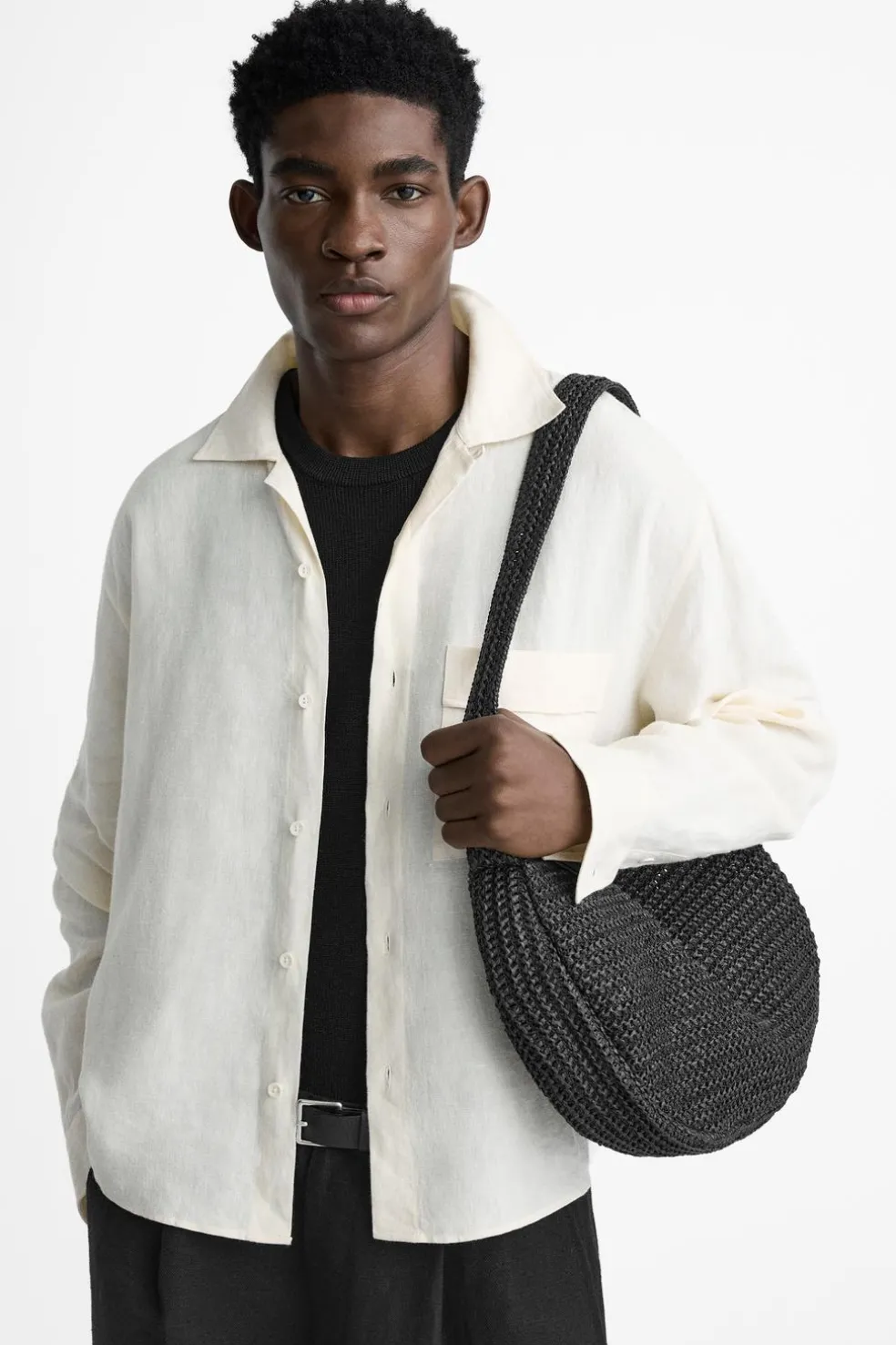 ZARA Malas / Mochilas^BOLSA A TIRACOLO ENTRANÇADA Preto