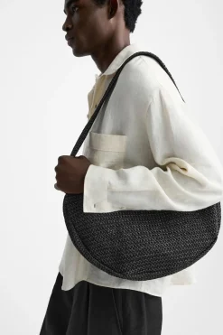 ZARA Malas / Mochilas^BOLSA A TIRACOLO ENTRANÇADA Preto