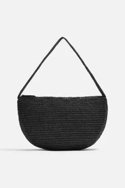 ZARA Malas / Mochilas^BOLSA A TIRACOLO ENTRANÇADA Preto