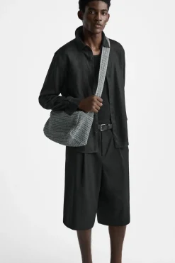ZARA Malas / Mochilas^BOLSA A TIRACOLO ENTRANÇADA Cinzento-antracito