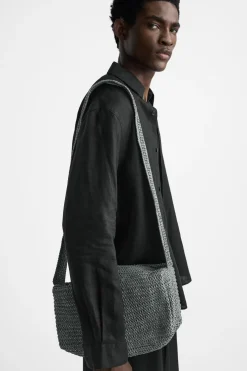ZARA Malas / Mochilas^BOLSA A TIRACOLO ENTRANÇADA Cinzento-antracito