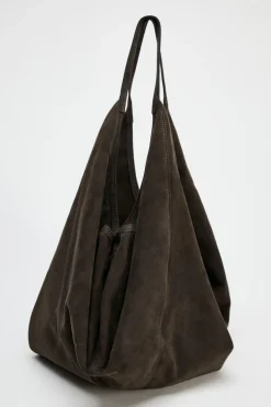 ZARA Malas^BOLSA SHOULDER BAG EM CAMURÇA Cinzento
