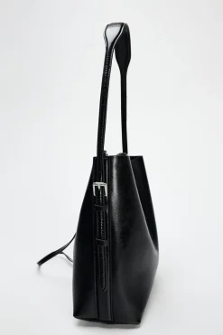 ZARA Malas^BOLSA TIPO SACO DUPLA ASA Preto