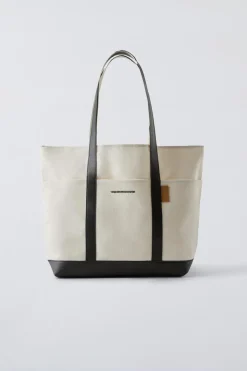 BOLSA TOTE BAG COMBINADA-ZARA Fashion