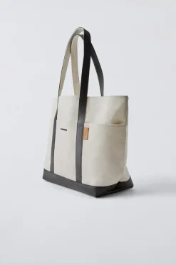 BOLSA TOTE BAG COMBINADA-ZARA Fashion