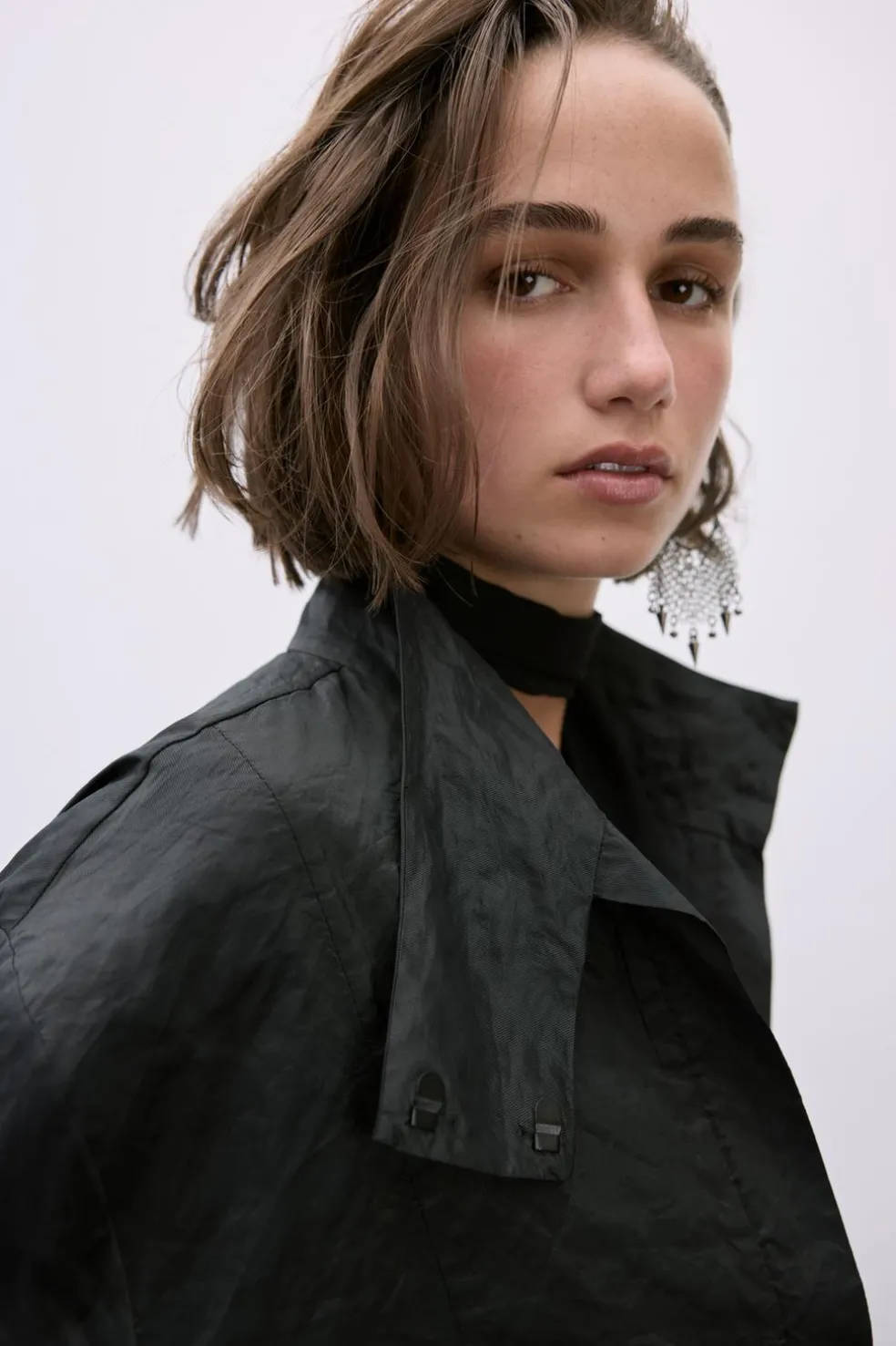 ZARA Blusões|Lingerie^BOMBER EFEITO ENGOMADO FIO METALIZADO Preto