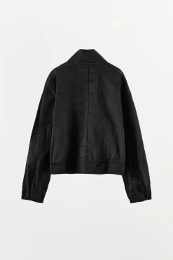 ZARA Blusões|Lingerie^BOMBER EFEITO ENGOMADO FIO METALIZADO Preto
