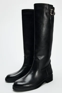 ZARA Sapatos^BOTA ALTA COM FIVELA Preto