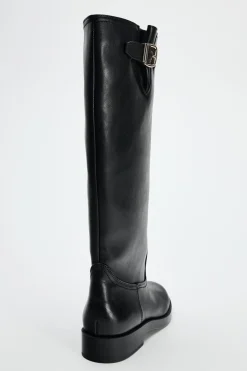 ZARA Sapatos^BOTA ALTA COM FIVELA Preto