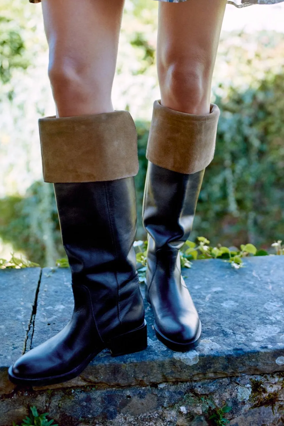 ZARA Sapatos^BOTA ALTA EM PELE Preto