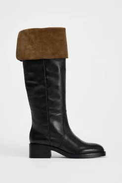 ZARA Sapatos^BOTA ALTA EM PELE Preto
