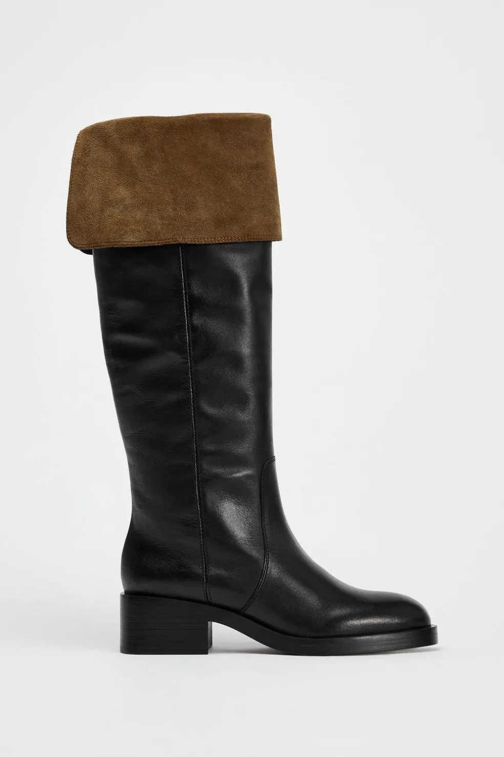 ZARA Sapatos^BOTA ALTA EM PELE Preto