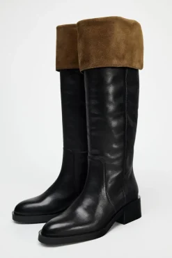 ZARA Sapatos^BOTA ALTA EM PELE Preto
